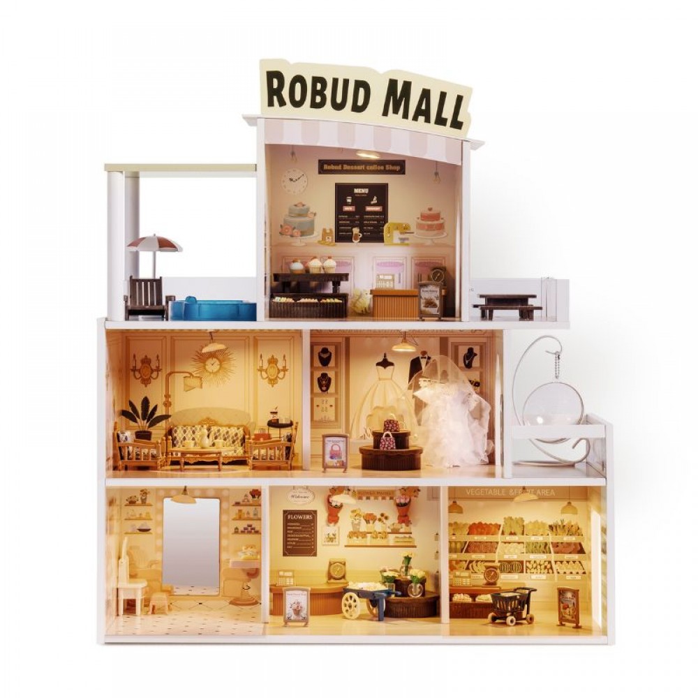 A-PLAY ΞΥΛΙΝΟ ΚΟΥΚΛΟΣΠΙΤΟ ΜΕ 6 ΔΩΜΑΤΙΑ SHOPPING MALL (MST-RB-WDH08)