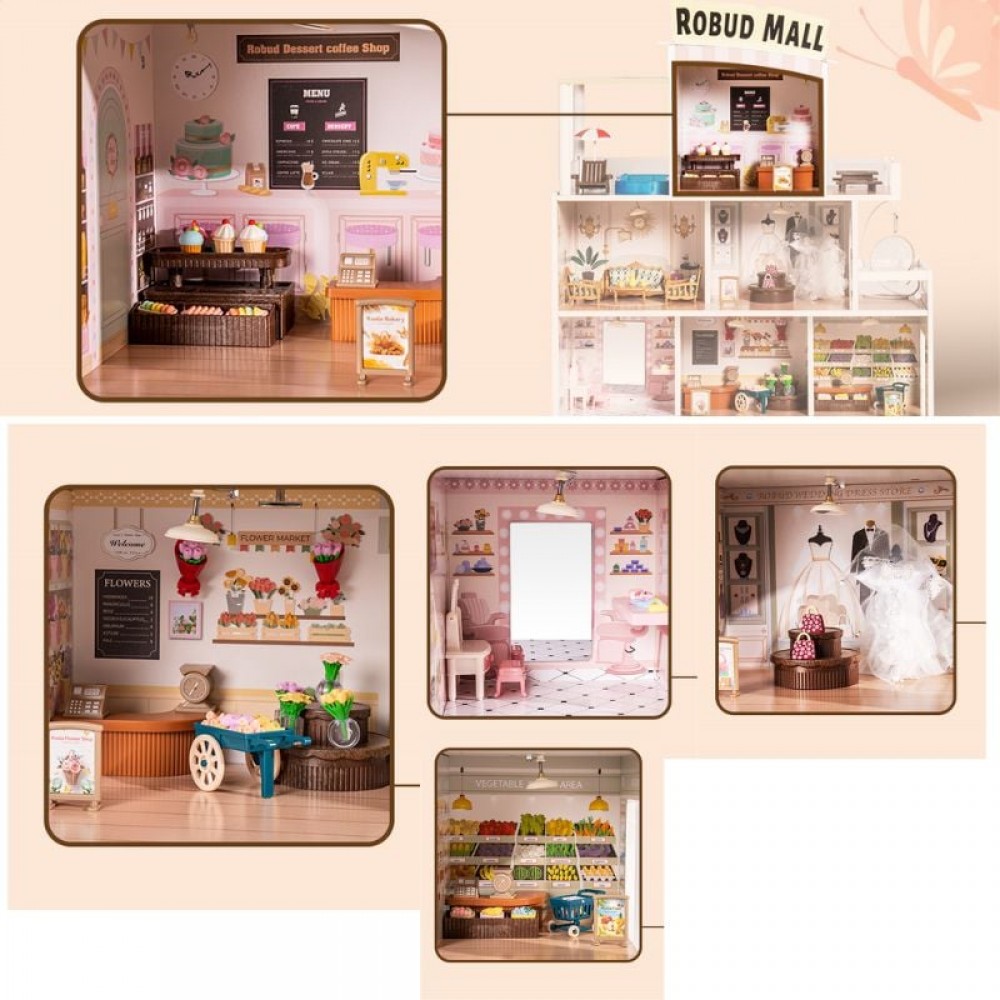 A-PLAY ΞΥΛΙΝΟ ΚΟΥΚΛΟΣΠΙΤΟ ΜΕ 6 ΔΩΜΑΤΙΑ SHOPPING MALL (MST-RB-WDH08)