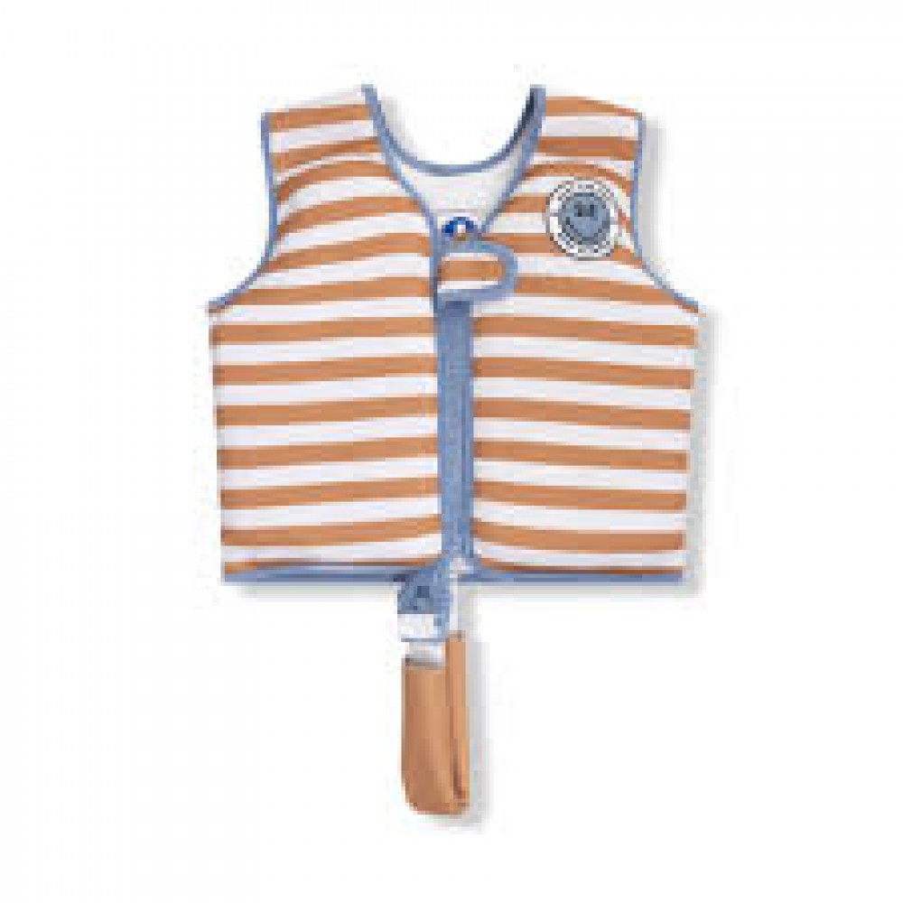 SWIM ESSENTIALS: ΣΩΣΙΒΙΟ ΓΙΛΕΚΟ ΚΟΛΥΜΒΗΣΗΣ ΜΕ ΙΜΑΝΤΑ ΑΣΦΑΛΕΙΑΣ ΓΙΑ ΠΑΙΔΙΑ 3-6 ΕΤΩΝ "BROWN WHITE STRIPED"(SWE-2024SE1068)