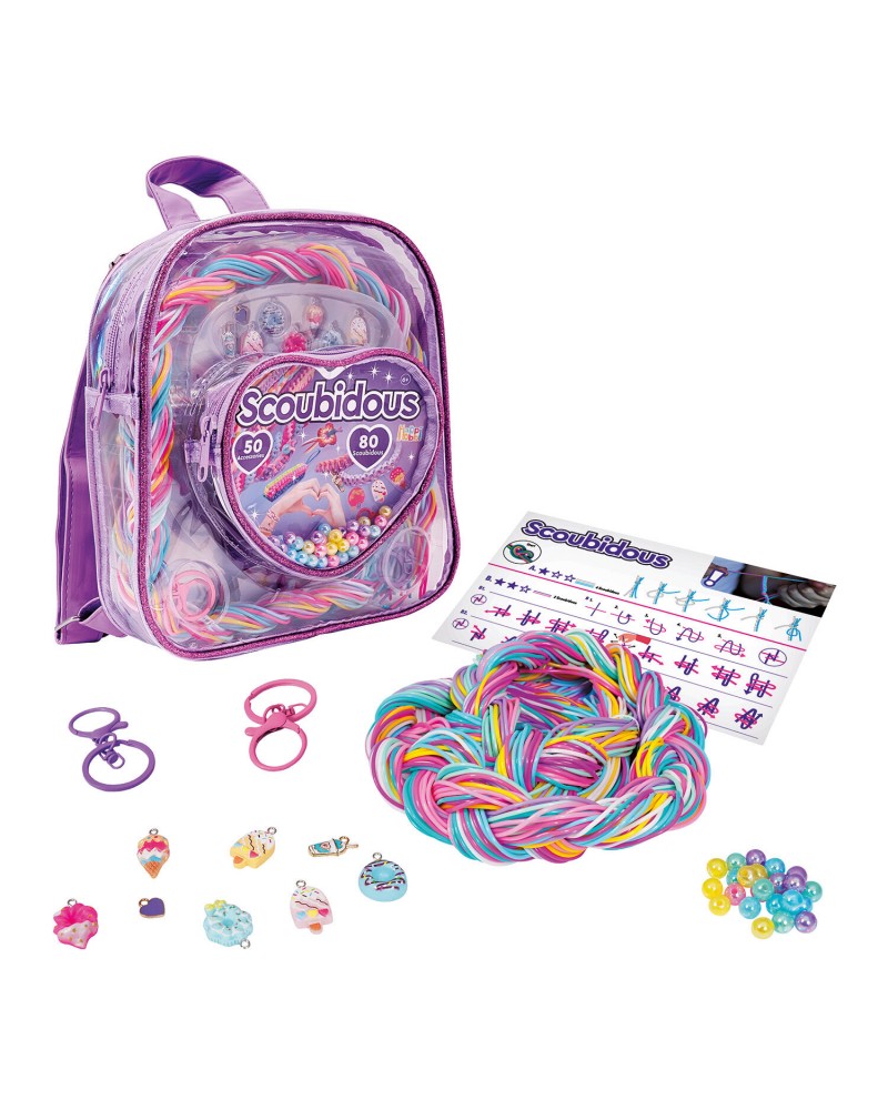 HAPPIHOBBI SCOUBIDOUS ΣΑΚΙΔΙΟ ΠΛΑΤΗΣ ΜΕ 80 SCOUBIDOUS & ΑΞΕΣΟΥΑΡ (1080-25570)