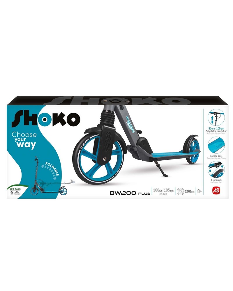 SHOKO SCOOTER BW 200 PLUS ΜΕ 2 ΡΟΔΕΣ 200MM ΜΠΛΕ (5004-50520)