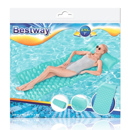 BESTWAY ΦΟΥΣΚΩΤΟ ΣΤΡΩΜΑ 213X86 εκ. FLOAT 'N ROLL ΤΥΡΚΟΥΑΖ (44020)