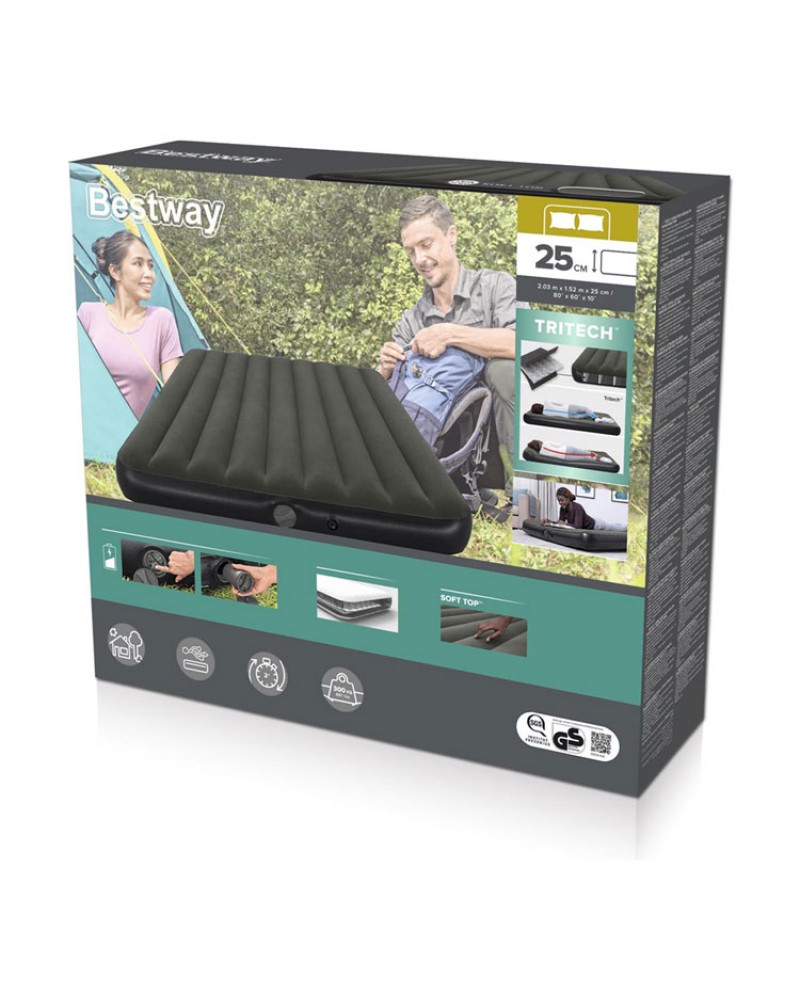 BESTWAY TRITECH ΑΕΡΟΣΤΡΩΜΑ QUEEN ΜΕ ΕΝΣΩΜΑΤΩΜΕΝΗ ΕΠΑΝΑΦΟΡΤΙΖΟΜΕΝΗ ΤΡΟΜΠΑ (6716S)