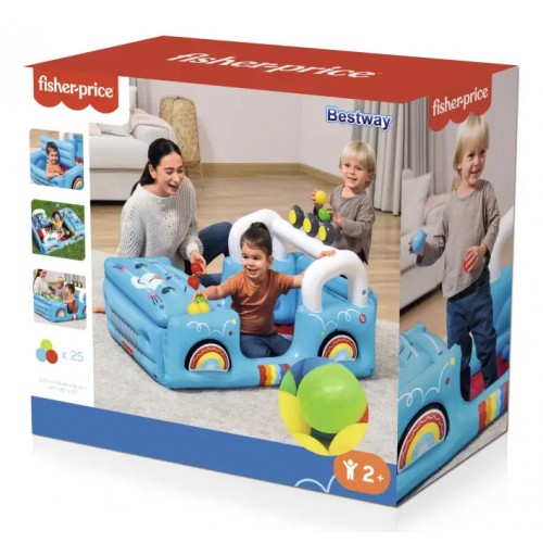 BESTWAY FISHER PRICE ΦΟΥΣΚΩΤΟΣ ΠΑΙΔΟΤΟΠΟΣ SMILIN SAFARI JEEP ΜΕ 25 ΜΠΑΛΑΚΙΑ (93577)