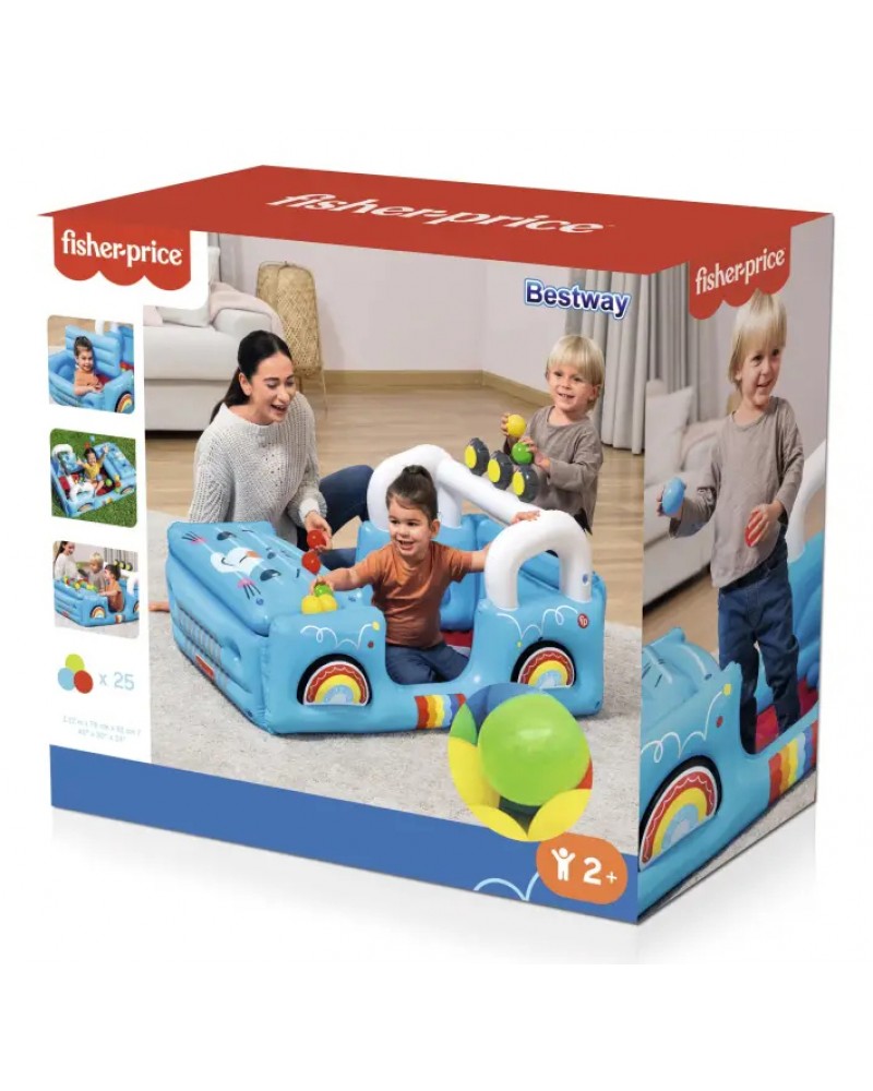 BESTWAY FISHER PRICE ΦΟΥΣΚΩΤΟΣ ΠΑΙΔΟΤΟΠΟΣ SMILIN SAFARI JEEP ΜΕ 25 ΜΠΑΛΑΚΙΑ (93577)