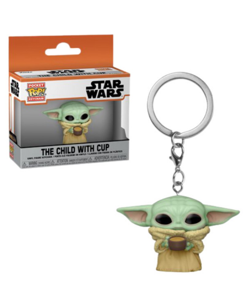 FUNKO POCKET POP!: THE MANDALORIAN - THE CHILD WITH CUP VINYL FIGURE KEYCHAIN (53042)