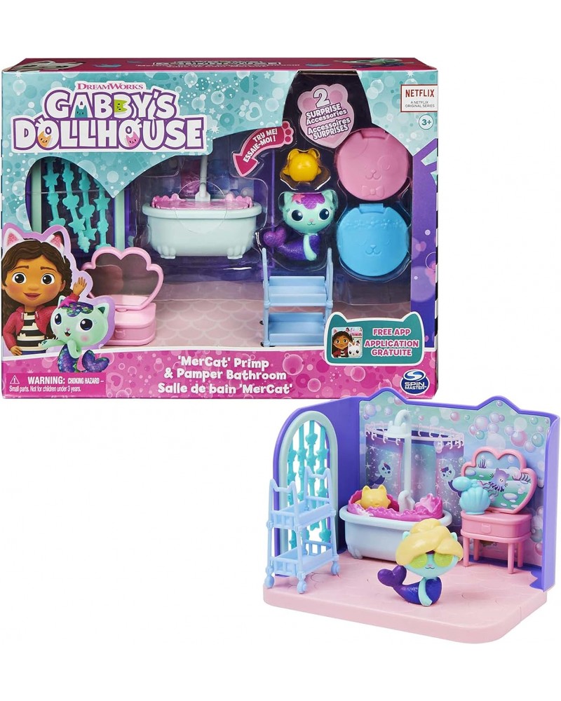 GABBY'S DOLLHOUSE: 'MERCAT' PRIMP & PAMPER BATHROOM DELUXE ROOM SET (6062036)