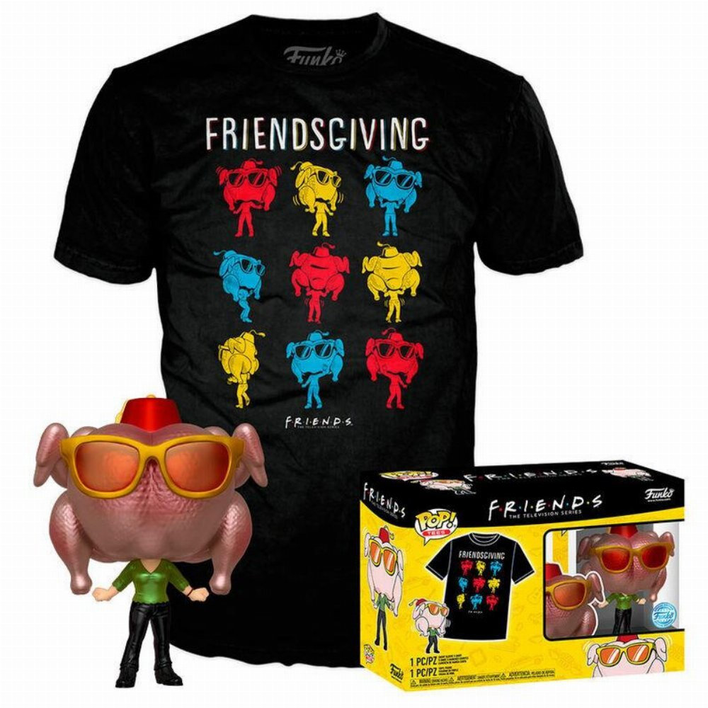 FUNKO POP! & TEE (ADULT): FRIENDS - MONICA WITH TURKEY (SPECIAL EDITION) VINYL FIGURE & T-SHIRT LARGE (63637)