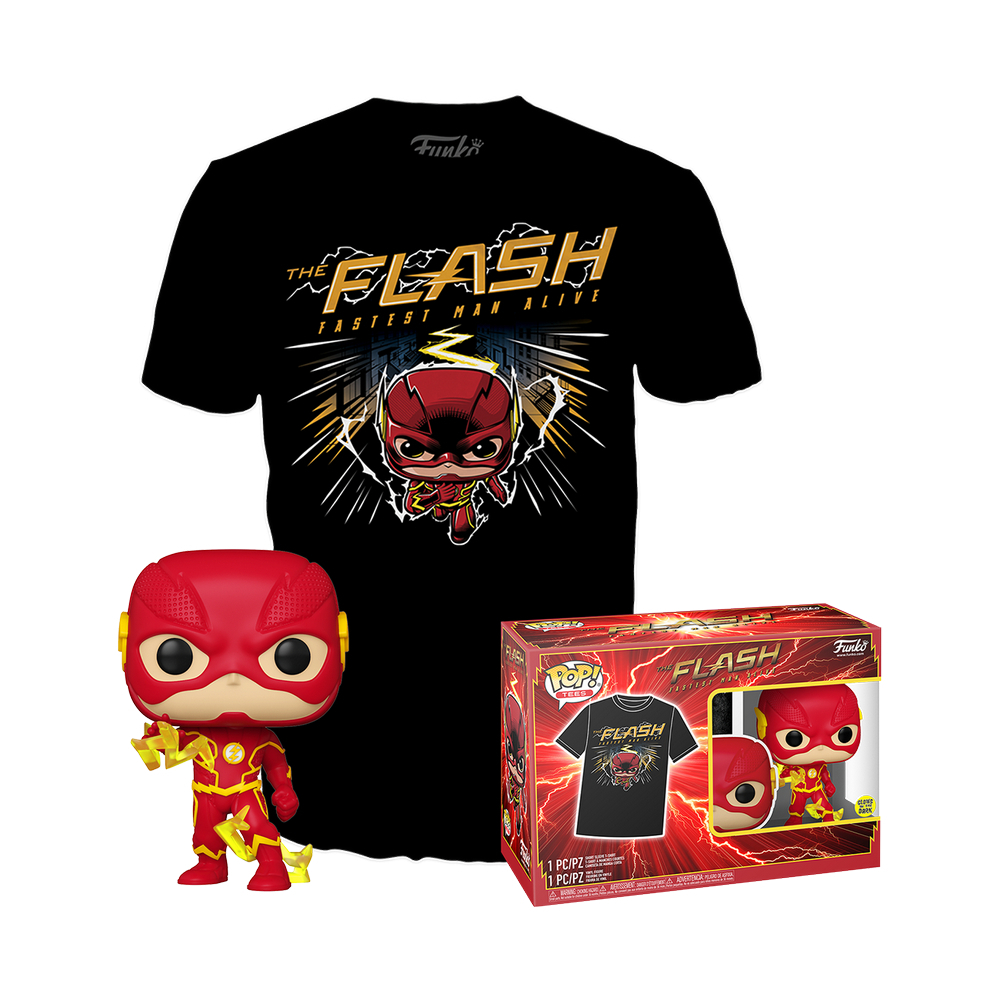 FUNKO POP! & TEE (ADULT): DC THE FLASH FASTEST MAN ALIVE - THE FLASH (GLOWS IN THE DARK) VINYL FIGURE & T-SHIRT EXTRA LARGE (63645)