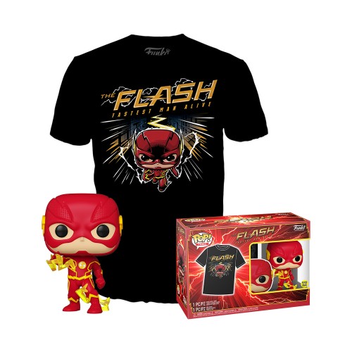 FUNKO POP! & TEE (ADULT): DC THE FLASH FASTEST MAN ALIVE - THE FLASH (GLOWS IN THE DARK) VINYL FIGURE & T-SHIRT LARGE (63644)