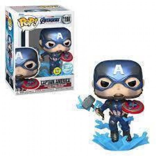 FUNKO POP! MARVEL AVENGERS END GAME S4  CAPTAIN AMERICA GLOWS IN THE DARK #1198 BOBBLE-HEAD VINYL FIGURE (68656)