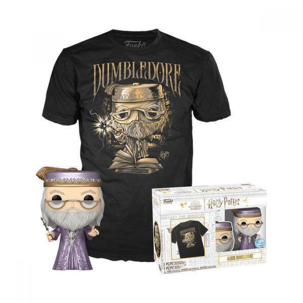 FUNKO POP! & TEE (ADULT): HARRY POTTER - DUMBLEDORE WITH WAND (METALLIC) (SPECIAL EDITION)VINYL FIGURE & T-SHIRT MEDIUM  (76923)