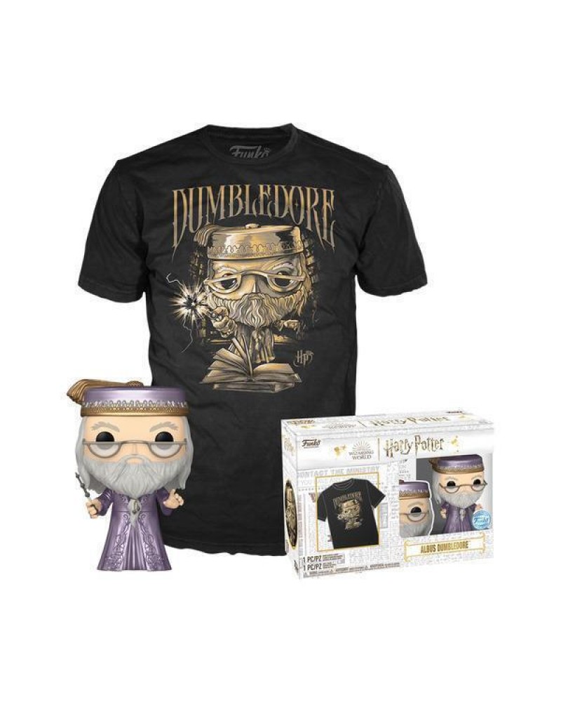 FUNKO POP! & TEE (ADULT): HARRY POTTER - DUMBLEDORE WITH WAND (METALLIC) (SPECIAL EDITION)VINYL FIGURE & T-SHIRT MEDIUM  (76923)