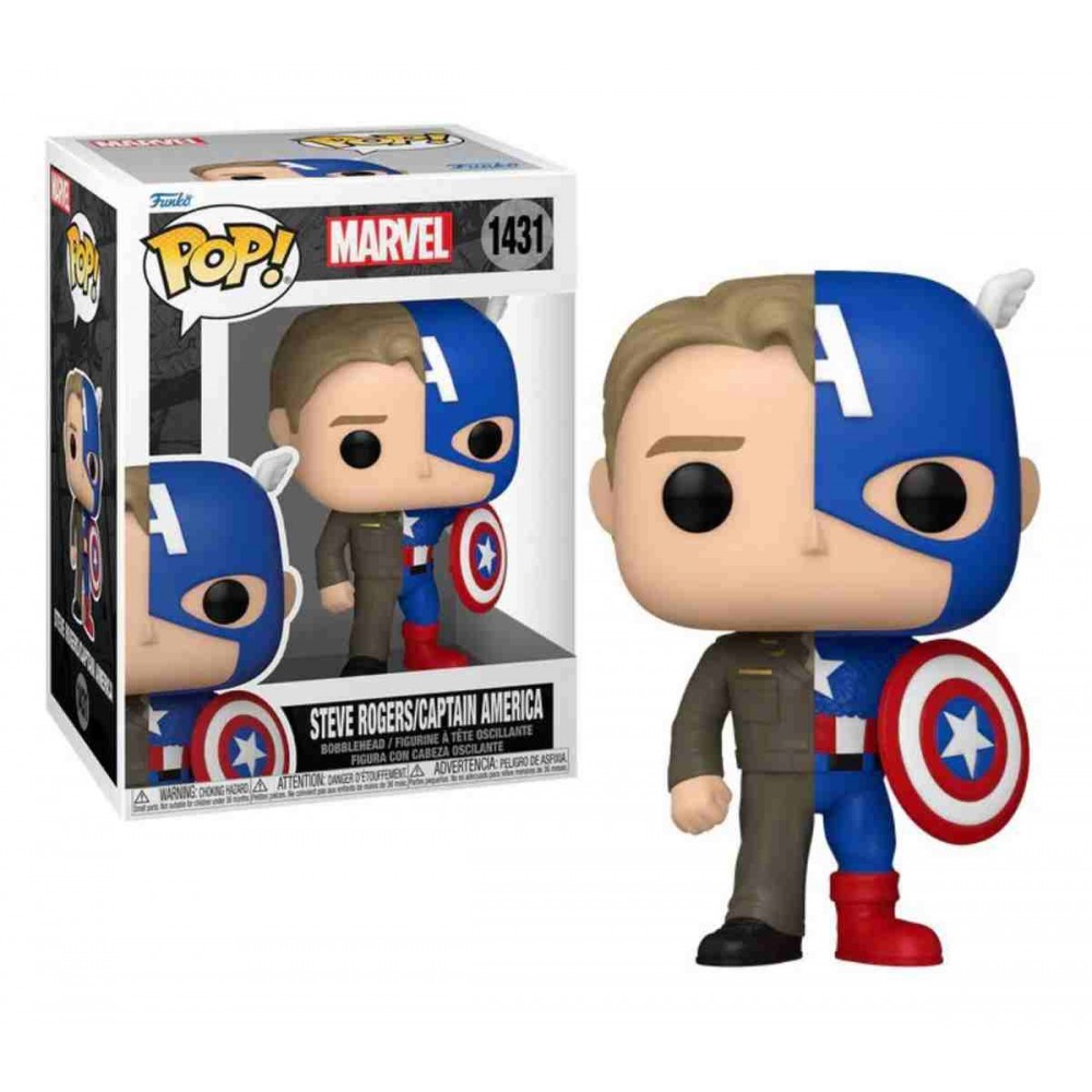 FUNKO POP! MARVEL: SPLIT - STEVE ROGERS/CAPTAIN AMERICA #1431 BOBBLE-HEAD VINYL FIGURE (80891)