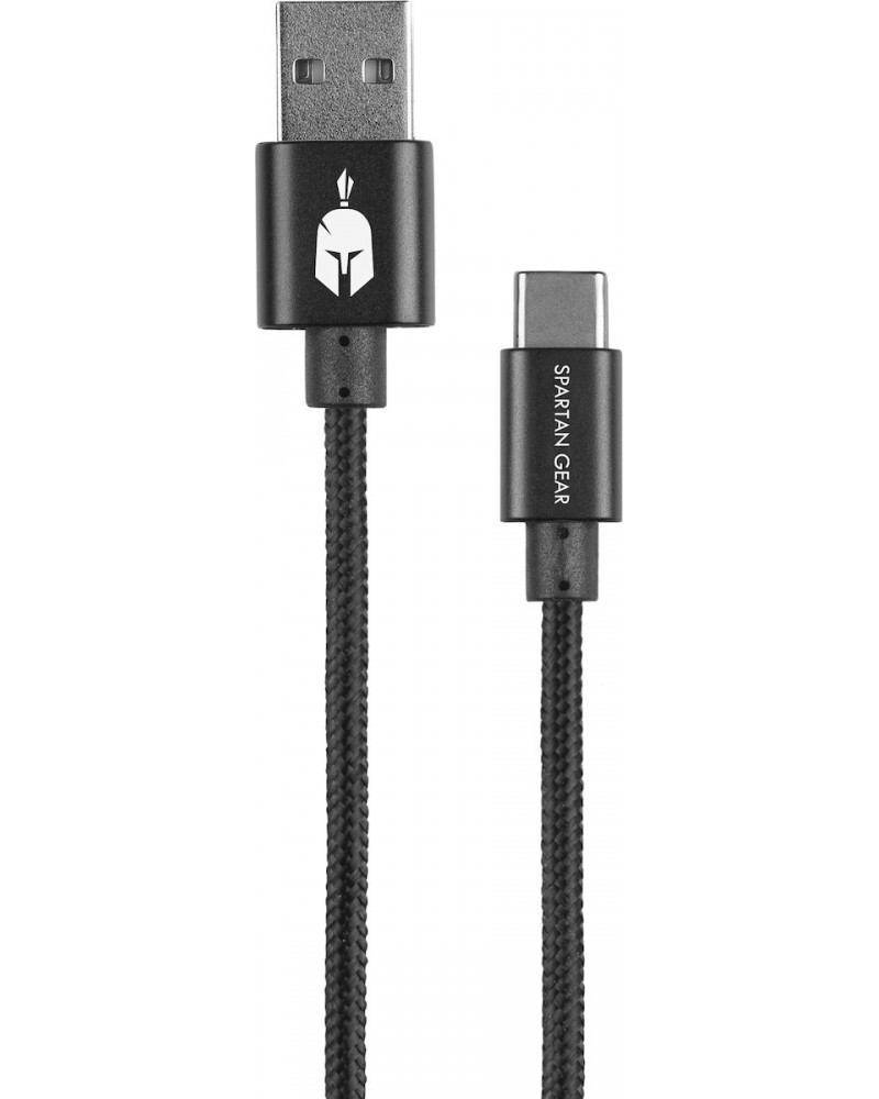 SPARTAN GEAR DOUBLE SIDED USB CABLE TYPE C , 2M  ΓΙΑ PS5 , XBOX SERIES X/S ,TABLET & MOBILE ΜΑΥΡΟ (SGCUSB03b)