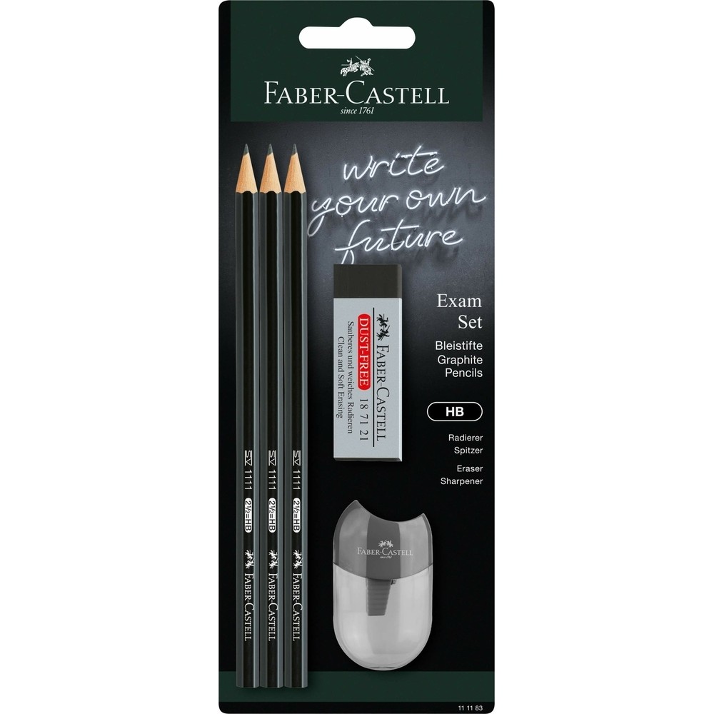 FABER-CASTELL ΣΕΤ 3 ΜΟΛΥΒΙΑ 1111 HB &ΓΟΜΑ DUSTFREE &ΞΥΣΤΡΑ APPLE ΜΑΥΡΟ  (111183)