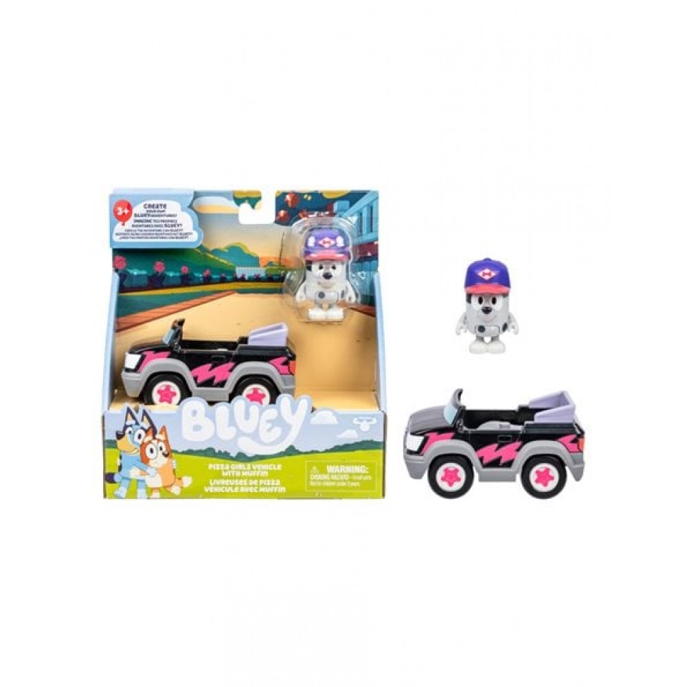 BLUEY S13 ΟΧΗΜΑ PIZZA GIRLS & ΦΙΓΟΥΡΑ MUFFIN 6 εκ. (BLYA7000)
