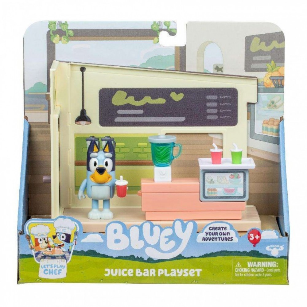 BLUEY ΜΙΝΙ ΣΕΤ ΠΑΙΧΝΙΔΙΟΥ ΜΕ 1 ΦΙΓΟΥΡΑ ΚΑΙ ΑΞΕΣΟΥΑΡ JUICE BAR PLAYSET (BLYB7000)