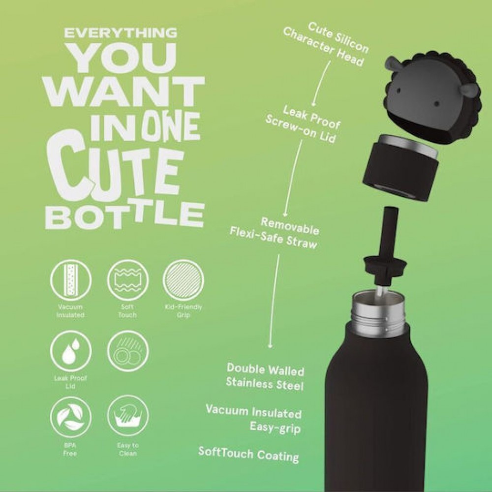 ASOBU BESTIE ΜΠΟΥΚΑΛΙ ΘΕΡΜΟΣ 460ml ΜΑΥΡΟ ΠΡΟΒΑΤΟ (05882)