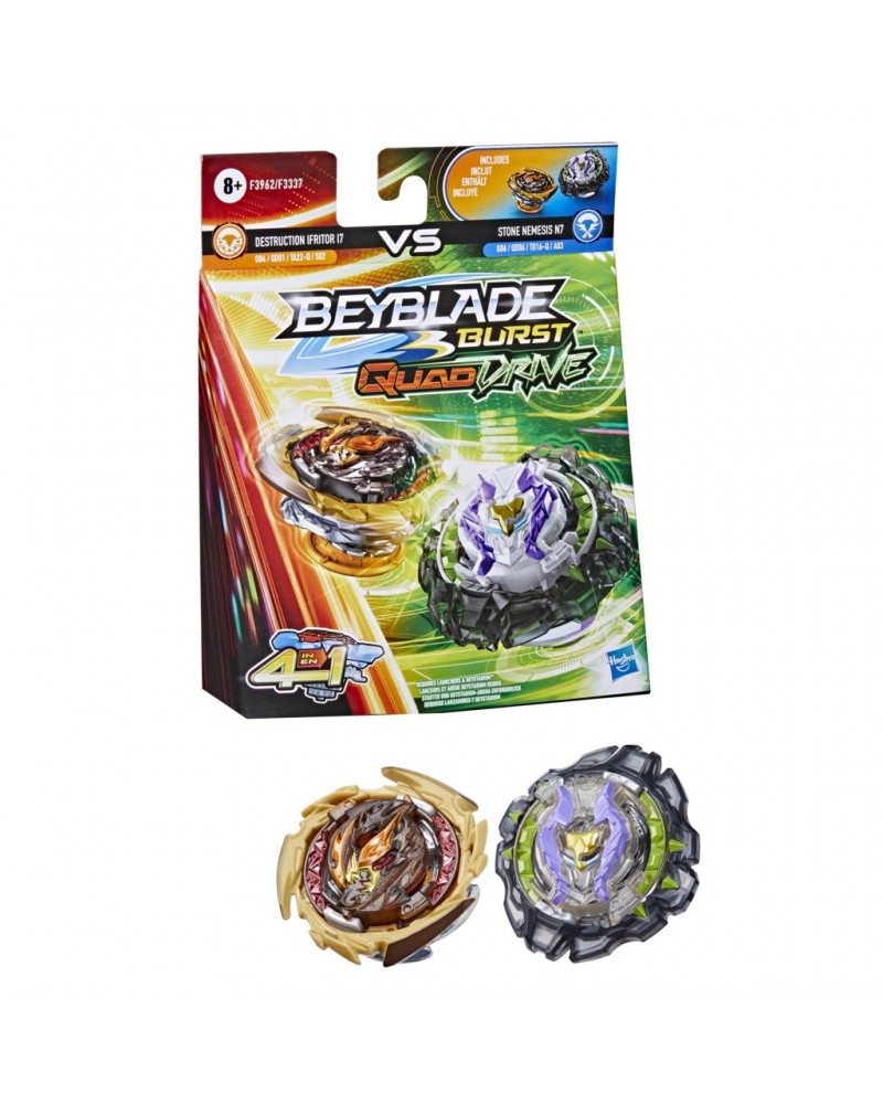 BEYBLADE BURST QUADDRIVE DESTRUCTION IFRITOR I7 AND STONE NEMESIS N7 DUAL PACK (F3962)