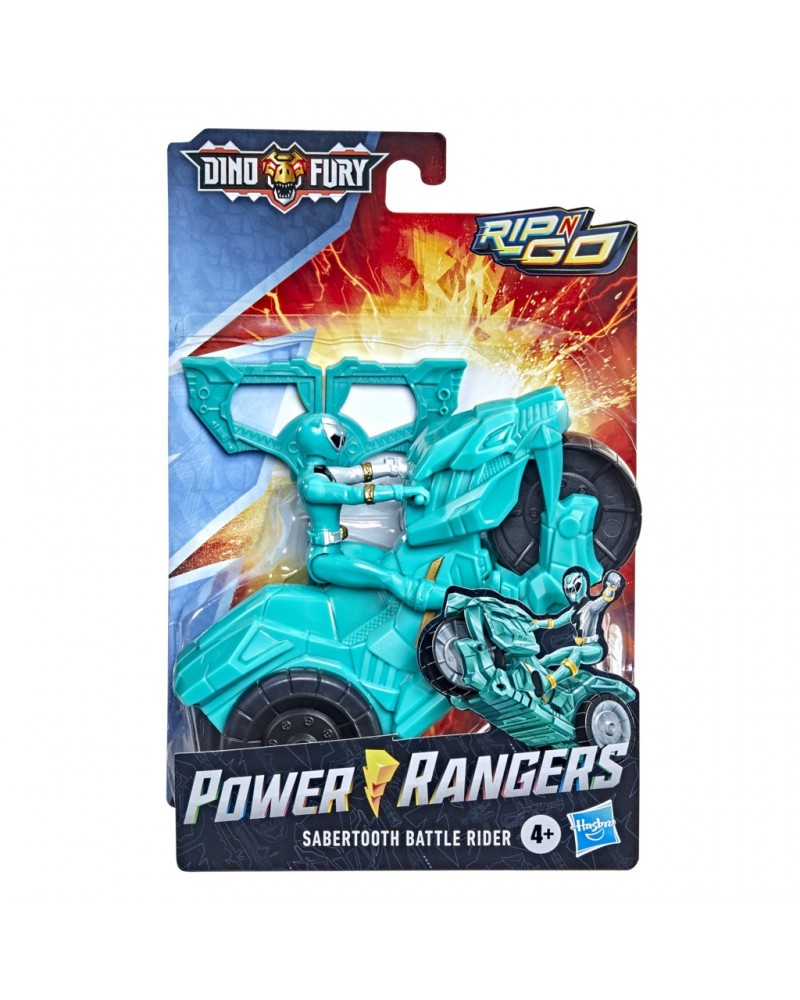 Power Rangers Rip N Go Sabertooth Battle Rider and Dino Fury Green Ranger (F4214)