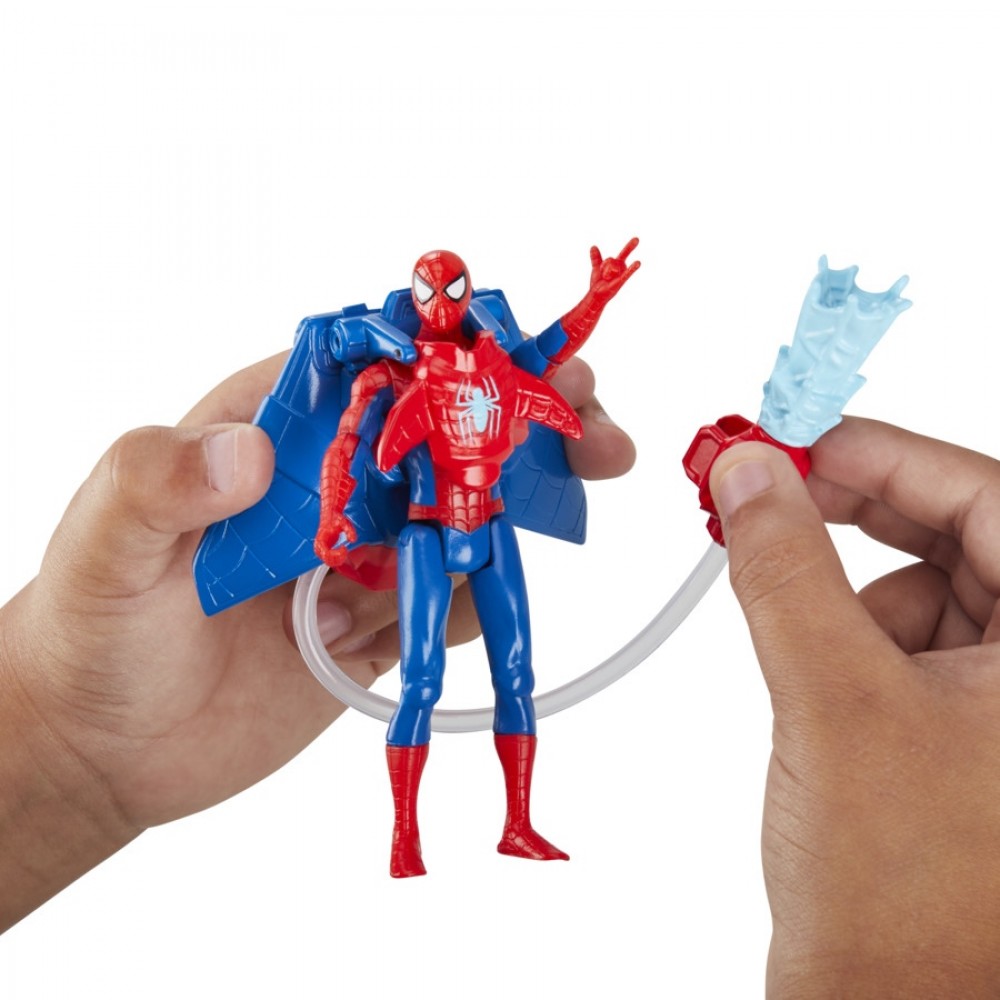 SPIDER MAN 4IN DELUXE WATER WEBS CLASSIC SPIDERMAN (F8294)