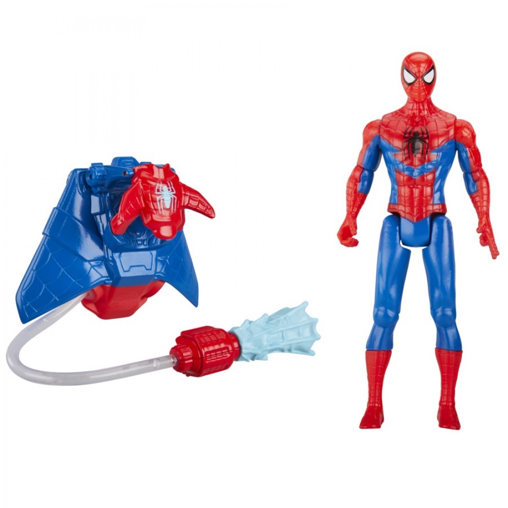 SPIDER MAN 4IN DELUXE WATER WEBS CLASSIC SPIDERMAN (F8294)