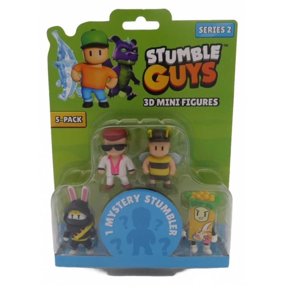 STUMBLE GUYS SERIES 2 3D MINI FIGURES 5 PACK DISCO DAN STUMBLEBEE FURIKEN CEREAL KILLER (0438)