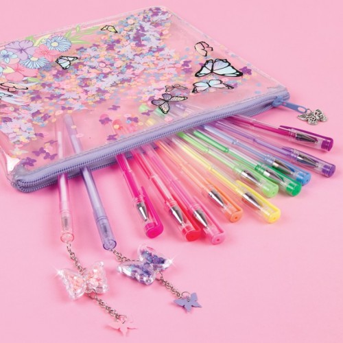 MAKE IT REAL 3C4G BUTTERFLY GLITTER POUCH AND 12K PEN (12026)