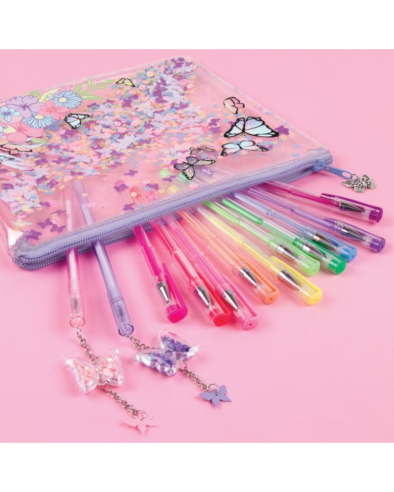 MAKE IT REAL 3C4G BUTTERFLY GLITTER POUCH AND 12K PEN (12026)