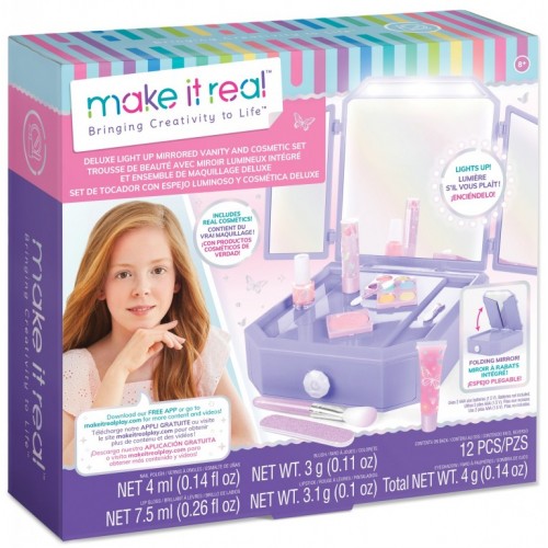 MAKE IT REAL BEAUTY DELUXE LIGHT UP MIRRORED VANITY & COSMETIC SET (2532)