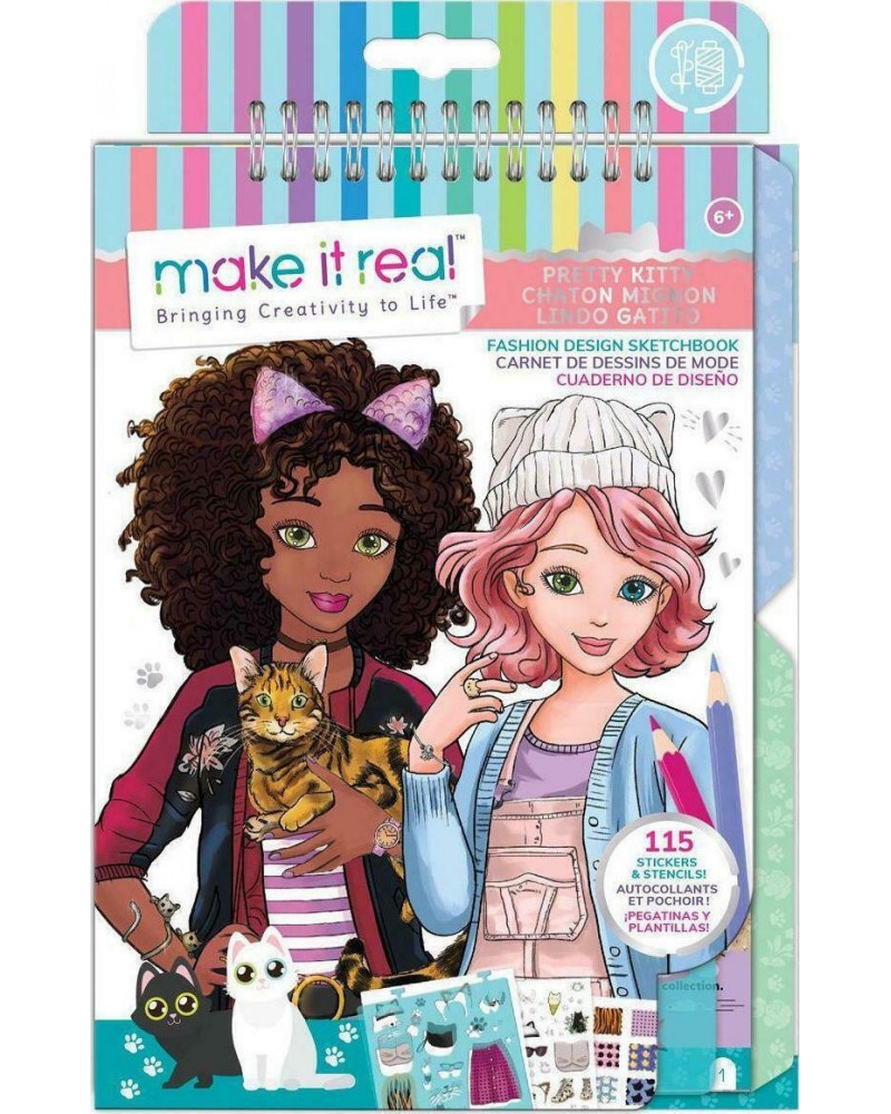 MAKE IT REAL FASHION DESIGN SKETCHBOOK PRETTY KITTY (3204)