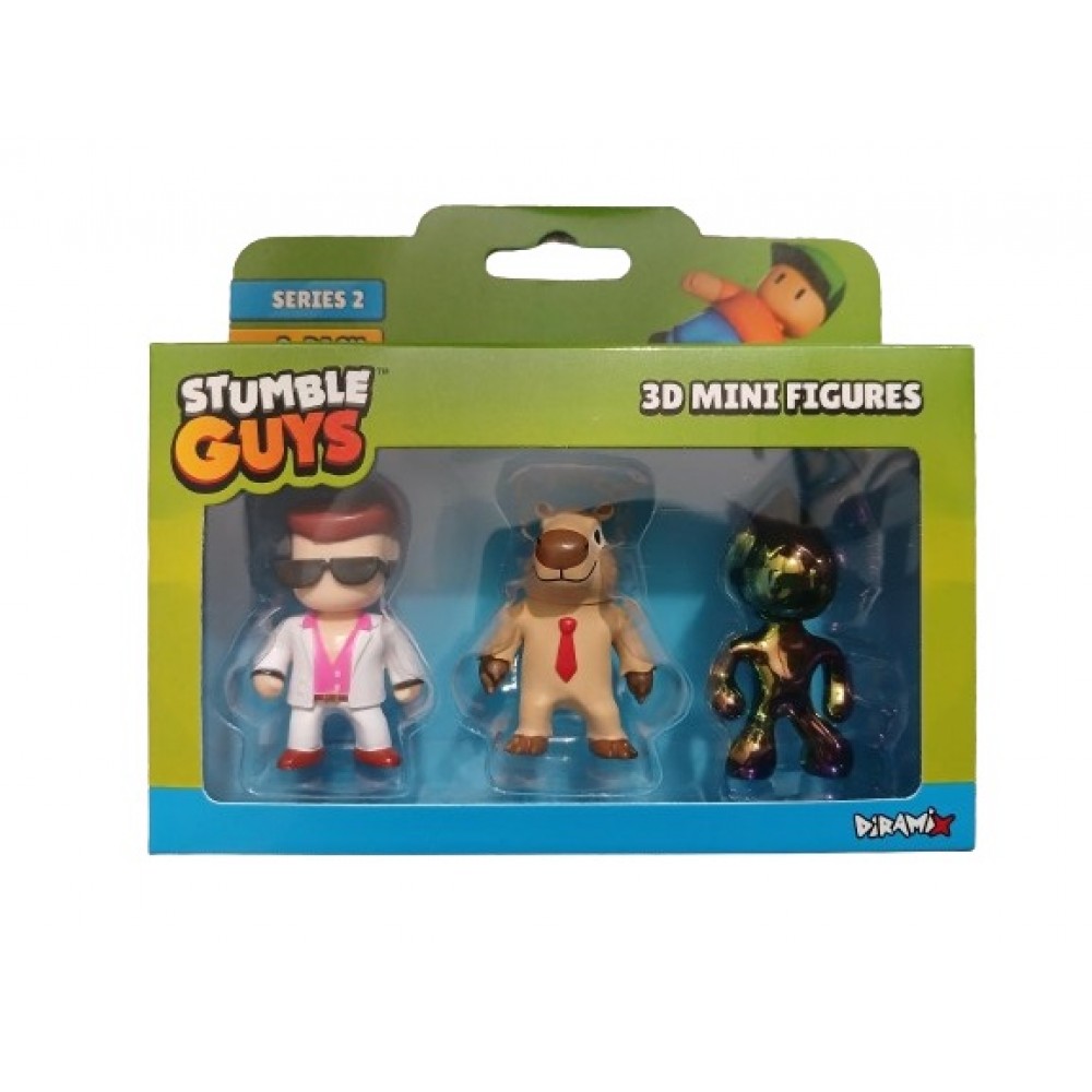 STUMBLE GUYS SERIES 2 3D MINI FIGURES 3 PACK DISCO DAN CAPYBARA LIQUID RAINBOW (0439)