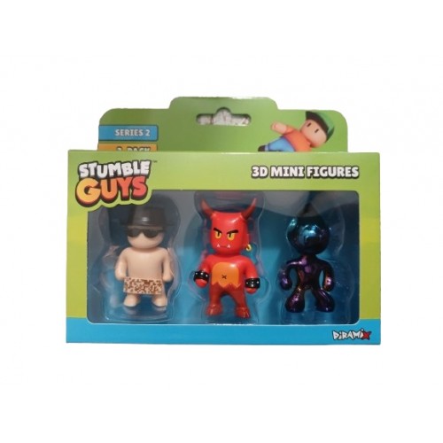 STUMBLE GUYS SERIES 2 3D MINI FIGURES 3 PACK THE FREE SPIRIT RED DEMON LIQUID RAINBOW (0439)