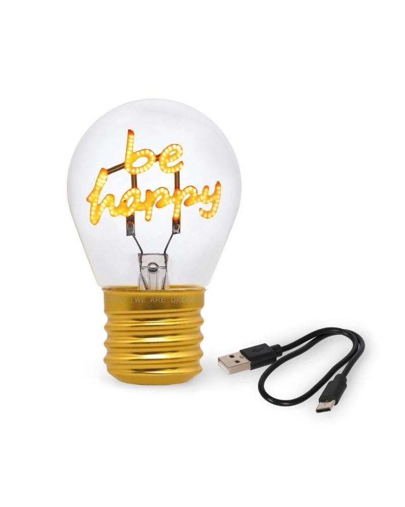 LEGAMI BULB FICTION ΔΙΑΚΟΣΜΗΤΙΚΟ ΕΠΙΤΡΑΠΕΖΙΟ ΦΩΤΙΣΤΙΚΟ ΣΕ ΣΧΗΜΑ ΛΑΜΠΑΣ BE HAPPY (CLB0015)