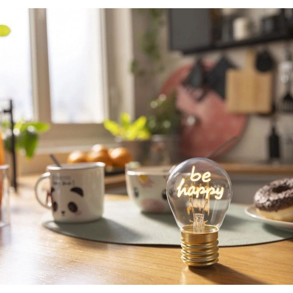 LEGAMI BULB FICTION ΔΙΑΚΟΣΜΗΤΙΚΟ ΕΠΙΤΡΑΠΕΖΙΟ ΦΩΤΙΣΤΙΚΟ ΣΕ ΣΧΗΜΑ ΛΑΜΠΑΣ BE HAPPY (CLB0015)
