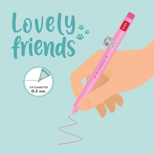 LEGAMI ΣΤΥΛΟ GEL ΡΟΖ ΜΕΛΑΝΙ ANIMAL DECORATION LOVELY FRIENDS ΓΑΤΑ (CPP0002)