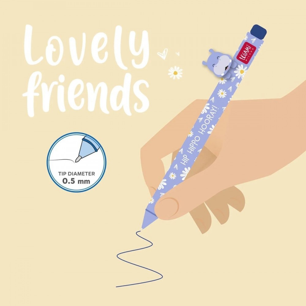 LEGAMI ΣΤΥΛΟ GEL ΜΠΛΕ ΜΕΛΑΝΙ ANIMAL DECORATION LOVELY FRIENDS ΙΠΠΟΠΟΤΑΜΟΣ (CPP0015)