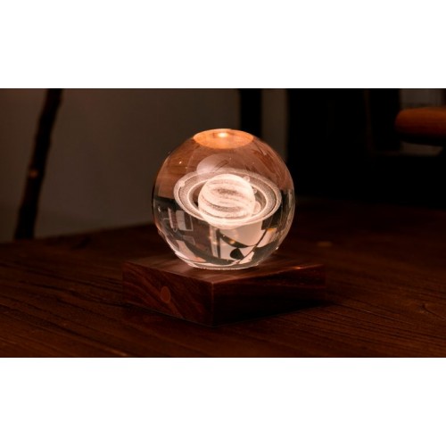 GINGKO AMBER CRYSTAL LIGHT ΚΡΥΣΤΑΛΛΙΝΗ ΣΦΑΙΡΑ ΜΕ ΒΑΣΗ ΚΡΟΝΟΣ 12ΕΚ (G025ST)
