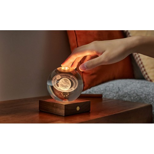 GINGKO AMBER CRYSTAL LIGHT ΚΡΥΣΤΑΛΛΙΝΗ ΣΦΑΙΡΑ ΜΕ ΒΑΣΗ ΚΡΟΝΟΣ 12ΕΚ (G025ST)