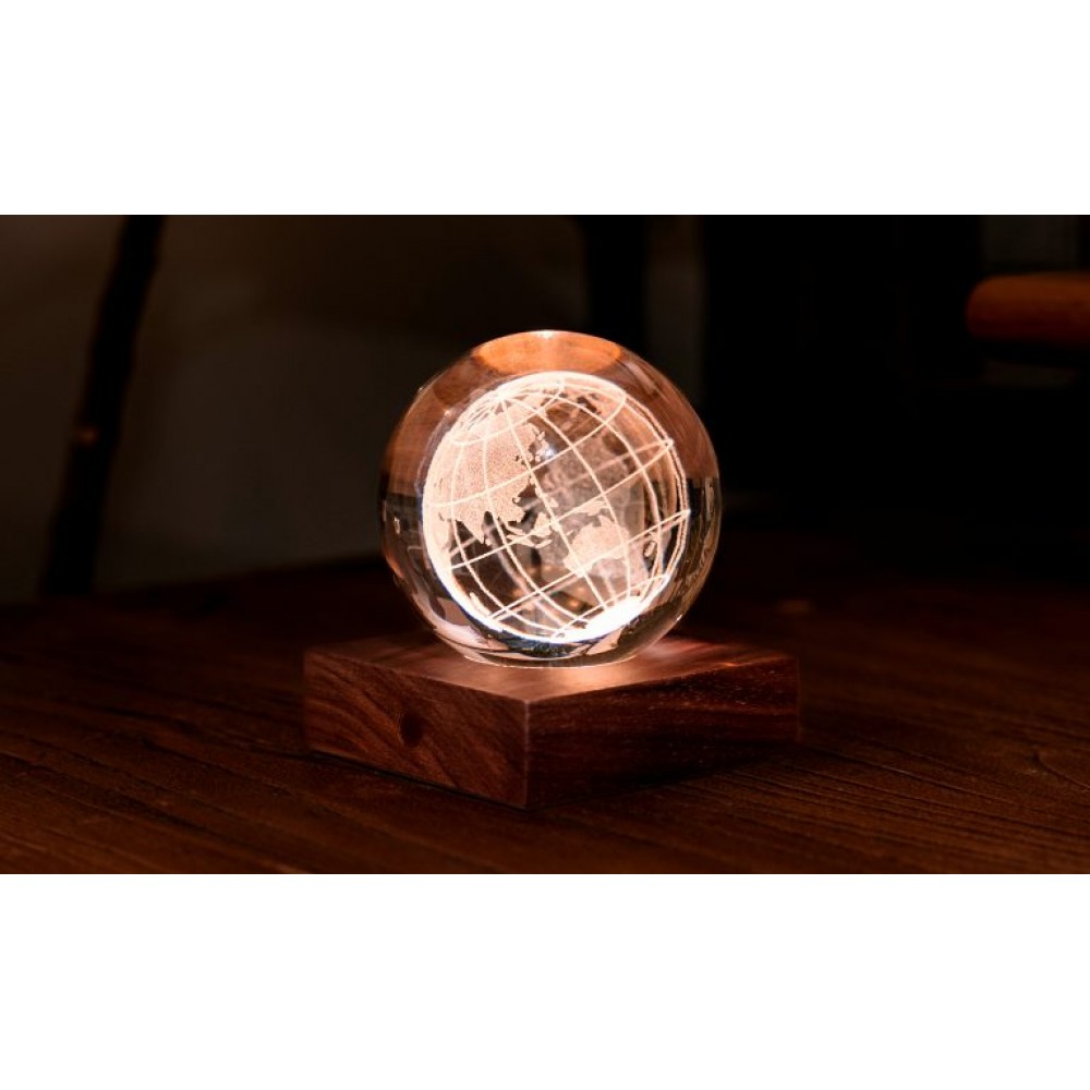 GINGKO AMBER CRYSTAL LIGHT ΚΡΥΣΤΑΛΛΙΝΗ ΣΦΑΙΡΑ ΜΕ ΒΑΣΗ ΠΑΓΚΟΣΜΙΑ ΥΔΡΟΓΕΙΟΣ 12ΕΚ (G025WO)