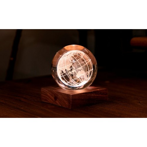GINGKO AMBER CRYSTAL LIGHT ΚΡΥΣΤΑΛΛΙΝΗ ΣΦΑΙΡΑ ΜΕ ΒΑΣΗ ΠΑΓΚΟΣΜΙΑ ΥΔΡΟΓΕΙΟΣ 12ΕΚ (G025WO)