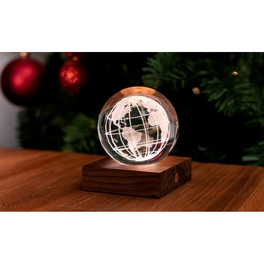 GINGKO AMBER CRYSTAL LIGHT ΚΡΥΣΤΑΛΛΙΝΗ ΣΦΑΙΡΑ ΜΕ ΒΑΣΗ ΠΑΓΚΟΣΜΙΑ ΥΔΡΟΓΕΙΟΣ 12ΕΚ (G025WO)