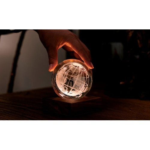 GINGKO AMBER CRYSTAL LIGHT ΚΡΥΣΤΑΛΛΙΝΗ ΣΦΑΙΡΑ ΜΕ ΒΑΣΗ ΠΑΓΚΟΣΜΙΑ ΥΔΡΟΓΕΙΟΣ 12ΕΚ (G025WO)
