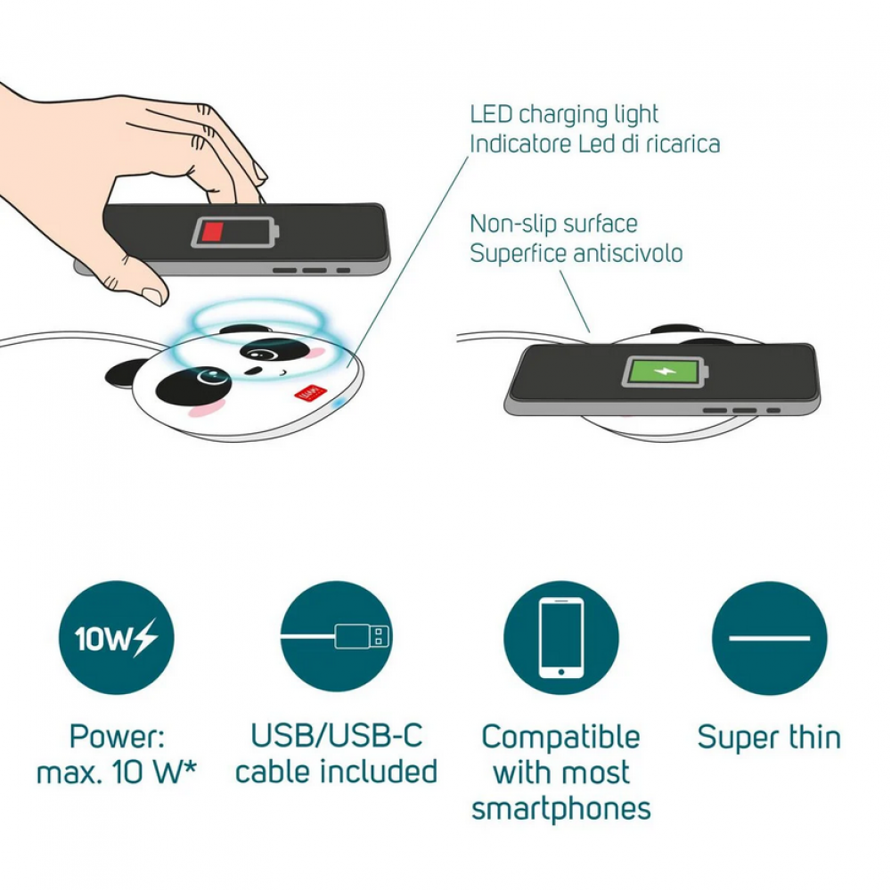 LEGAMI SUPER FAST SMARTPHONE WIRELESS CHARGER PANDA (WCHAR0002)