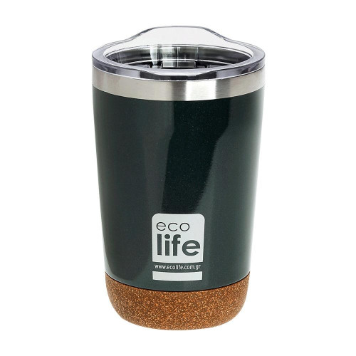 ECO LIFE COFFEE THERMOS DARK GREEN 370ML (CORK BOTTOM) (33-BO-4104)