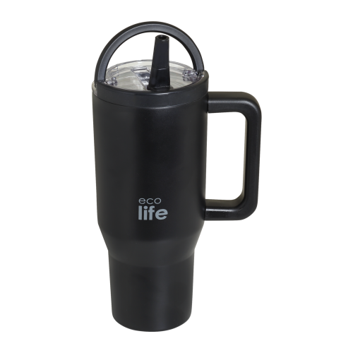TUMBLER 900ML - RICH BLACK 2 HANDLES LID (33-BO-7072)