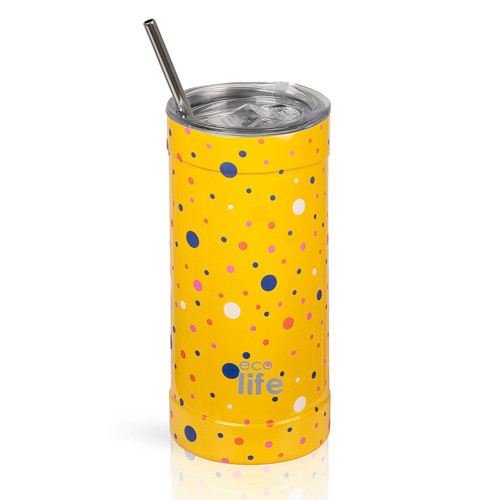 ECO LIFE COFFEE THERMOS DOTS IN YELLOW 500ML (33-BO-4184)