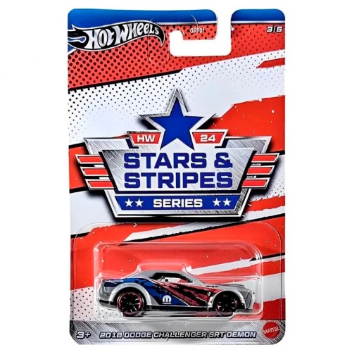 HOT WHEELS STARS STRIPES SERIES 2018 DODGE CHALLENGER SRT DEMON (HRW64)