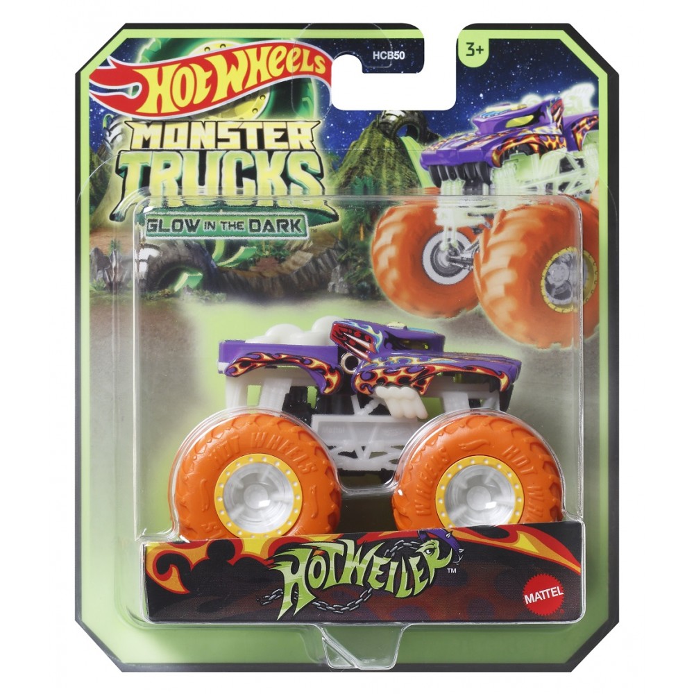 HOT WHEELS MONSTER TRUCKS GLOW IN THE DARK HOTWEILER  (HWC92)